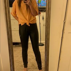 Black faux leather leggings from Target